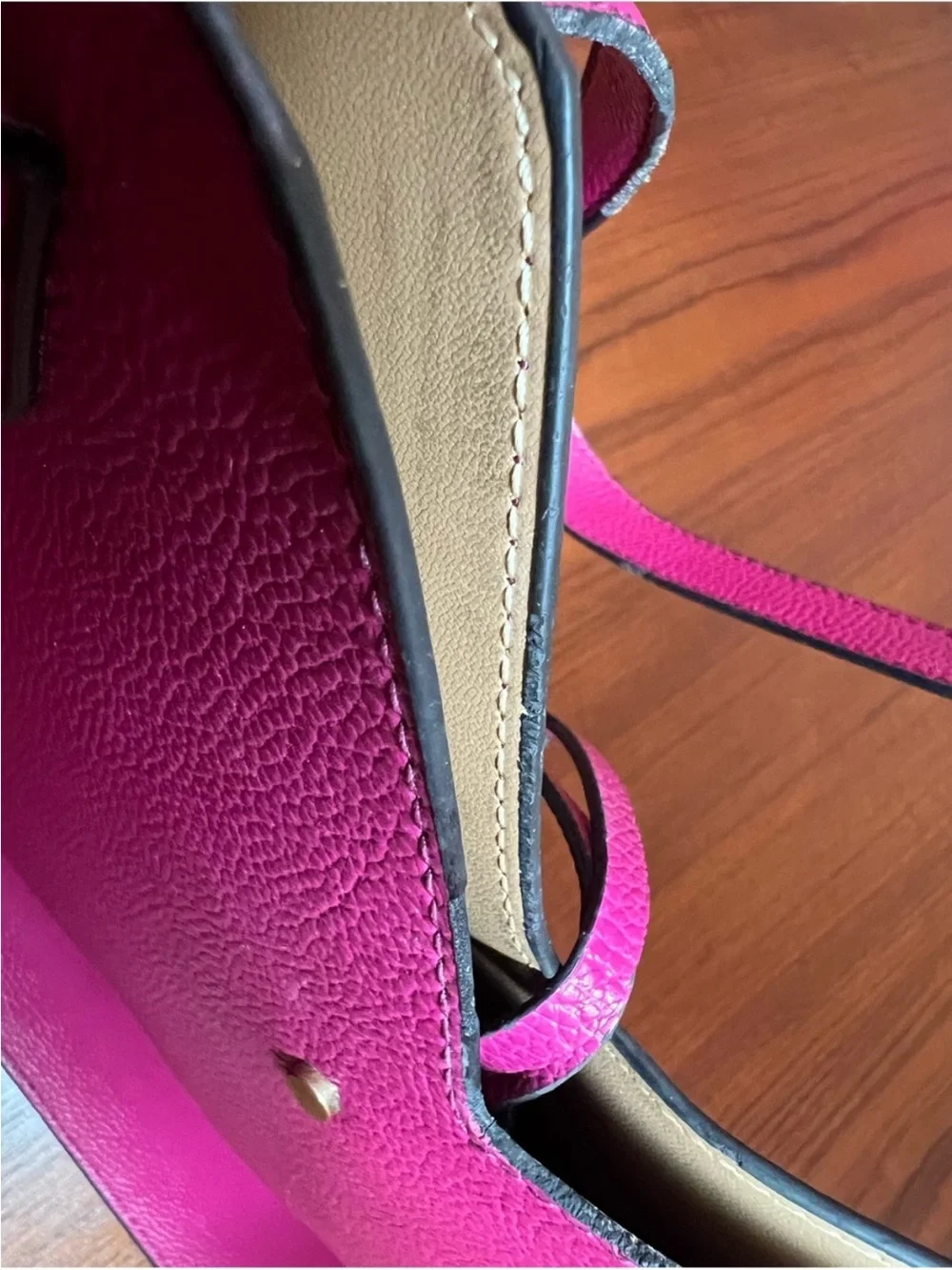 Lk New Neiman Marcus Magenta Pink Purple Bag Tote vegan leather tote satchel